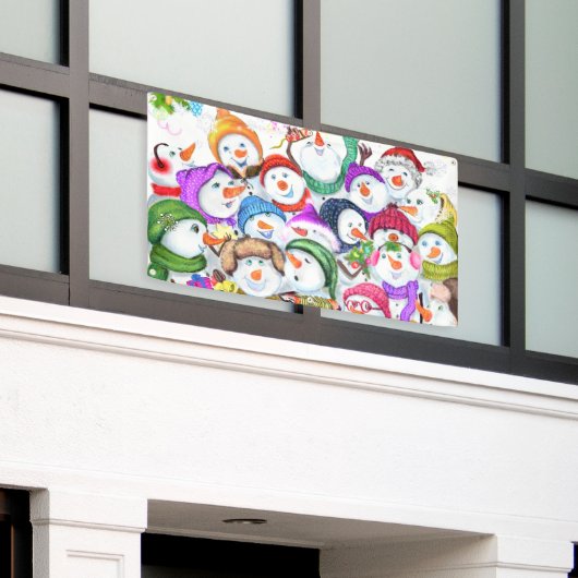 Snowmans kerstcadeautje voor kerstfeestdagen spandoek (Buitenkant Gebouw)