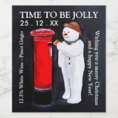 Snowman's Letter to Santa Christmas Wine Label Wijn Etiket (Enkel label)