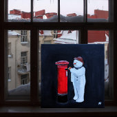 Snowman's Letter to Santa Painting by Alfred Fox Canvas Afdruk