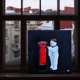 Snowman's Letter to Santa Painting by Alfred Fox Canvas Afdruk