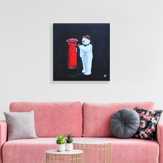 Snowman's Letter to Santa Painting by Alfred Fox Canvas Afdruk (Insitu (Woonkamer))
