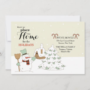 Snowman's Moving Announcement Feestdagenkaart