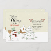 Snowman's Moving Announcement Feestdagenkaart (Voorkant / Achterkant)