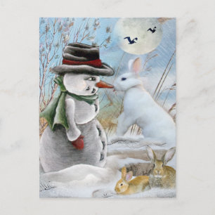 Snowman's neus konijneneet briefkaart