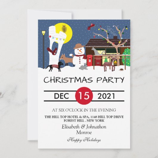 Snowman's Partij Prettige feestdagen Uitnodiging (Voorkant)