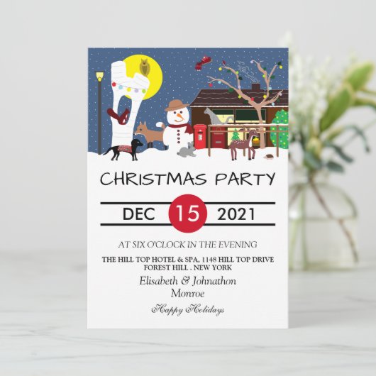 Snowman's Partij Prettige feestdagen Uitnodiging (Staand voorkant)