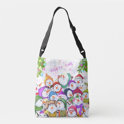 Snowmans Party Kerst Crossbody Tas (Achterkant)