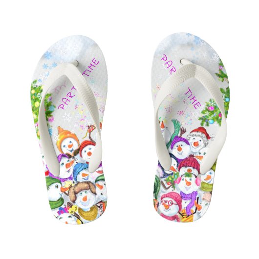 Snowmans Party Kerst Kind Teenslippers (Voetbed)