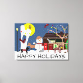 Snowman's Party Prettige feestdagen Canvas Print (Voorkant)