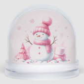 Snowman's Pink Christmas Dream Sneeuwbol (Voorkant)