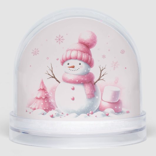 Snowman's Pink Christmas Dream Sneeuwbol (Voorkant)