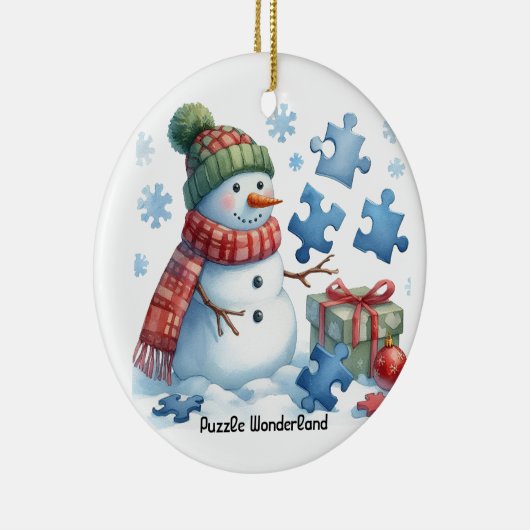 Snowman's Puzzle Wonderland Keramisch Ornament (Rechts)