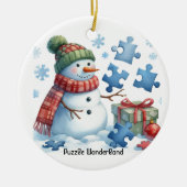 Snowman's Puzzle Wonderland Keramisch Ornament (Voorkant)