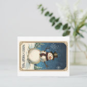  Snowmans Wenskaart: Vrolijk kerstfeest Briefkaart (Staand voorkant)