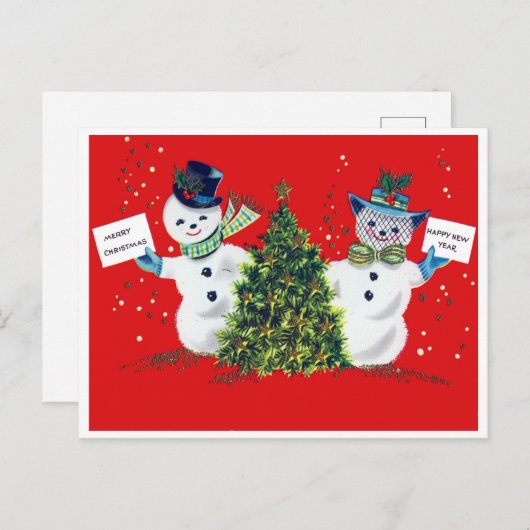 Snowmanstel en kerstboom,  briefkaart (Voorkant / Achterkant)