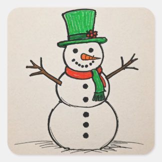 Snowmansticker Vierkante Sticker