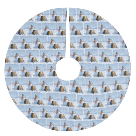 Snowmen and Cats In a Snowy Field Kerstboom Rok (Voorkant)