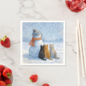 Snowmen and Cats In a Snowy Field Servet (Insitu)