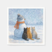 Snowmen and Cats In a Snowy Field Servet (Voorkant)