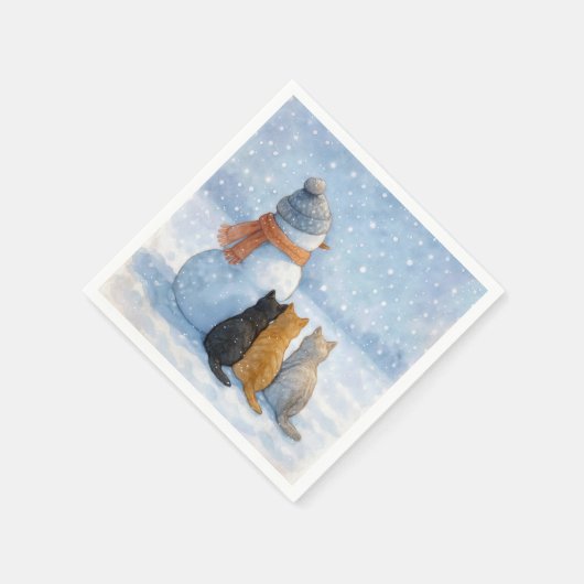 Snowmen and Cats In a Snowy Field Servet (Hoek)