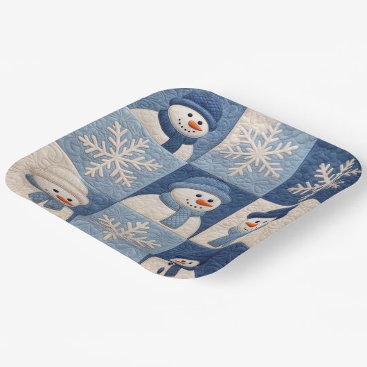 Snowmen and Snowflakes Quilt Pattern Papieren Bordje (Gebogen)