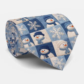Snowmen and Snowflakes Quilt Pattern Stropdas (Opgerold)