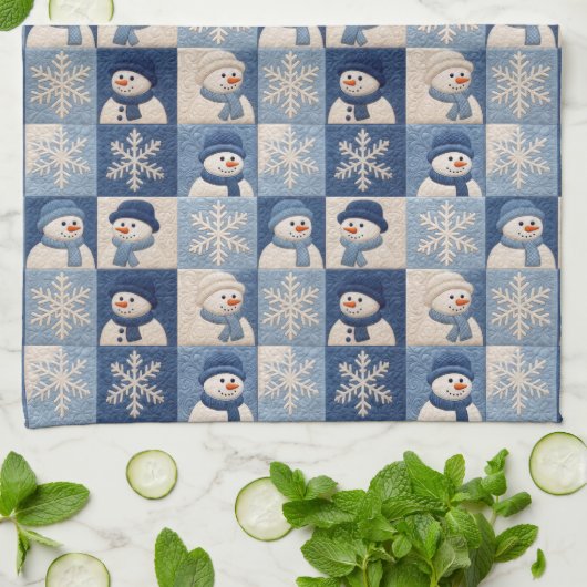 Snowmen and Snowflakes Quilt Pattern Theedoek (Gevouwen)