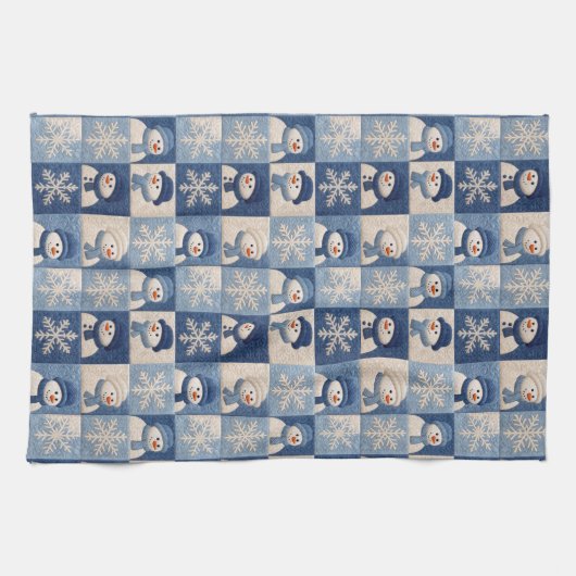 Snowmen and Snowflakes Quilt Pattern Theedoek (Horizontaal)
