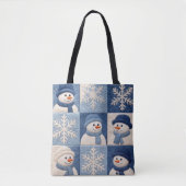 Snowmen and Snowflakes Quilt Pattern Tote Bag (Voorkant)