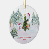 Snowmen Baby's eerste kerstfoto Keramisch Ornament (Rechts)