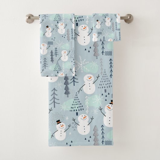 Snowmen Bath Towel Set Bad Handdoek (Insitu)