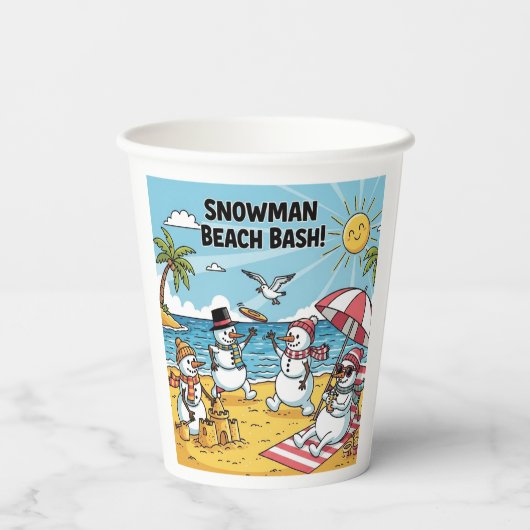 Snowmen Beach Bash Papieren Bekers (Achterkant)