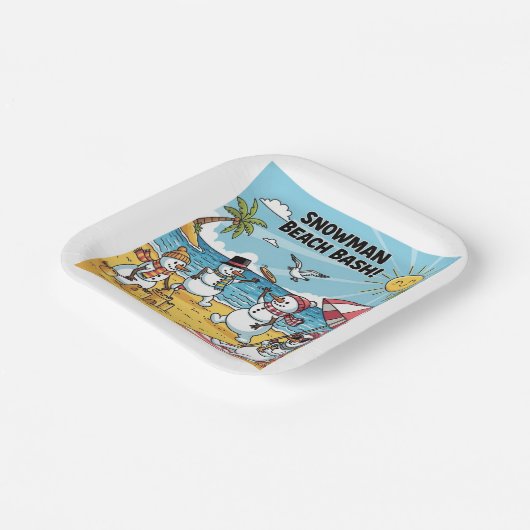 Snowmen Beach Bash Papieren Bordje (Gebogen)