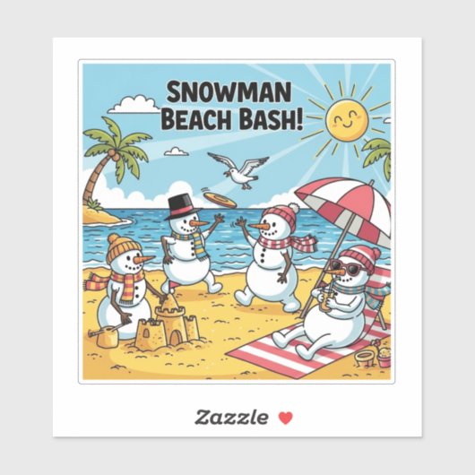 Snowmen Beach Bash Sticker (Vel)