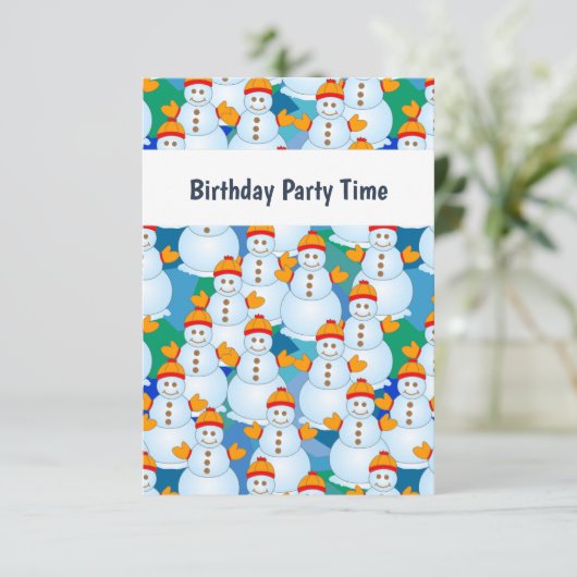 Snowmen Birthday Uitnodiging (Staand voorkant)