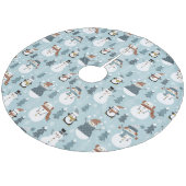 Snowmen, bomen en pinguïns met kerstmis fleece kerstboom rok (Gekanteld)