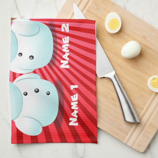 Snowmen  Cartoon Theedoek (Quarter Fold)