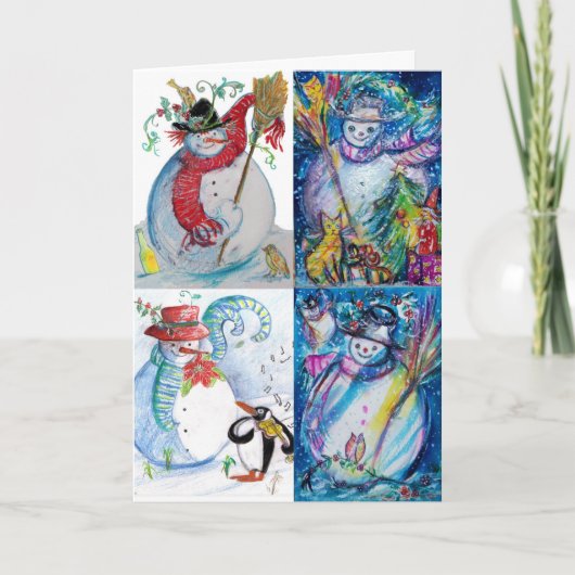 SNOWMEN CHRISTMAS PARTIJ EN PENGUIN'S SERENADE FEESTDAGEN KAART (Voorkant)