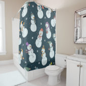 Snowmen Christmas:  sneeuwval charme. Douchegordijn (In situ)