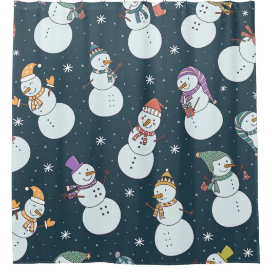 Snowmen Christmas:  sneeuwval charme. Douchegordijn (Voorkant)