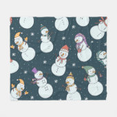 Snowmen Christmas:  sneeuwval charme. Fleece Deken (Voorkant (Horizontaal))