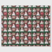 Snowmen Collage Cadeaupapier (Vlak)