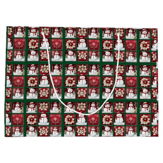 Snowmen Collage Groot Cadeauzakje (Achterkant)