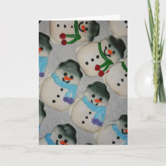 “Snowmen Cookies" kerstkaart Kaart (Voorkant)
