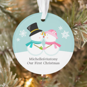 Snowmen Couple Custom Kerstmis Ornament