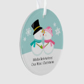 Snowmen Couple Custom Kerstmis Ornament (voorkant)