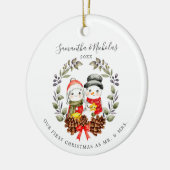 Snowmen Couple | Eerste Kerstmis als de heer & Mrs Keramisch Ornament (Links)