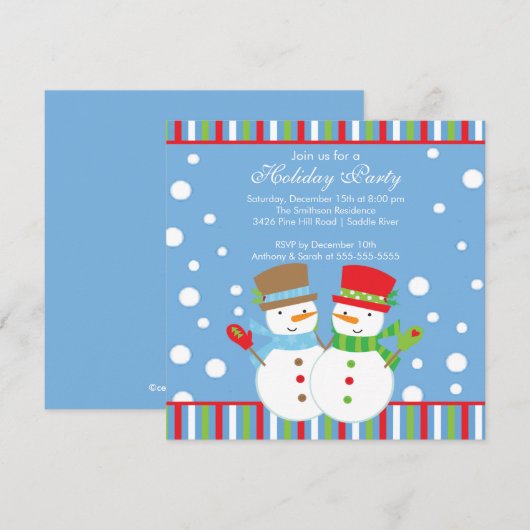 SNOWMEN CUTE OVER Vakkerfeestfeest Kaart (Voorkant / Achterkant)