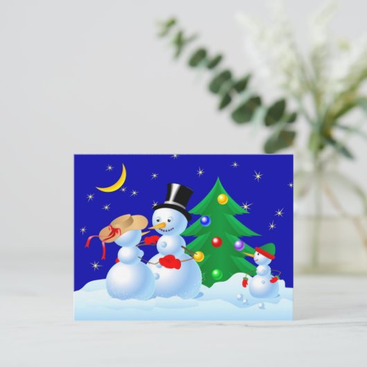 Snowmen Dancing Briefkaart (Staand voorkant)