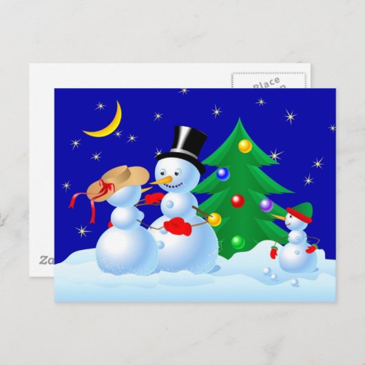 Snowmen Dancing Briefkaart (Voorkant / Achterkant)